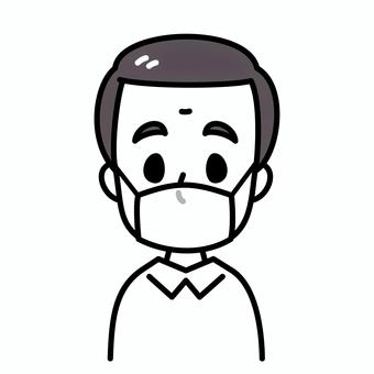 シニア男性　マスク　白黒 マスク,高齢者,白黒,予防,病気,風邪,感染防止,シニア,お年寄り,中高年のイラスト素材