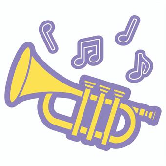 パステルカラーイラストトランペット トランペット,ラッパ,楽器,吹奏楽,吹奏楽部,音楽,音符,シンプル,アイコン,素材のイラスト素材