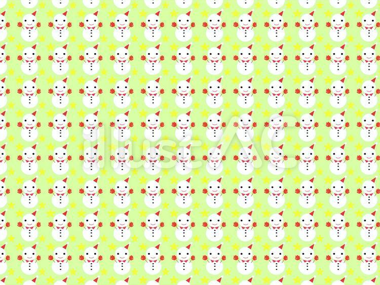 グリーン背景にした雪だるまと星 雪だるま,冬,星のイラスト素材
