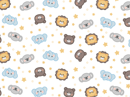 かわいいアニマル柄のイラスト素材 動物,かわいい,シンプル,キャラクター,顔,ライオン,ひよこ,うさぎ,ペンギン,ゾウのイラスト素材