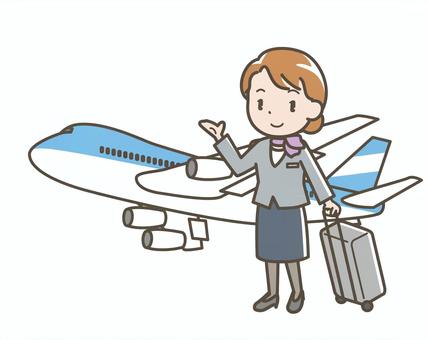 職業 旅客 003 キャビンアテンダント,キャビンクルー,ca,フライトアテンダント,客室乗務員,仕事,働く,職業,旅客,サービスのイラスト素材