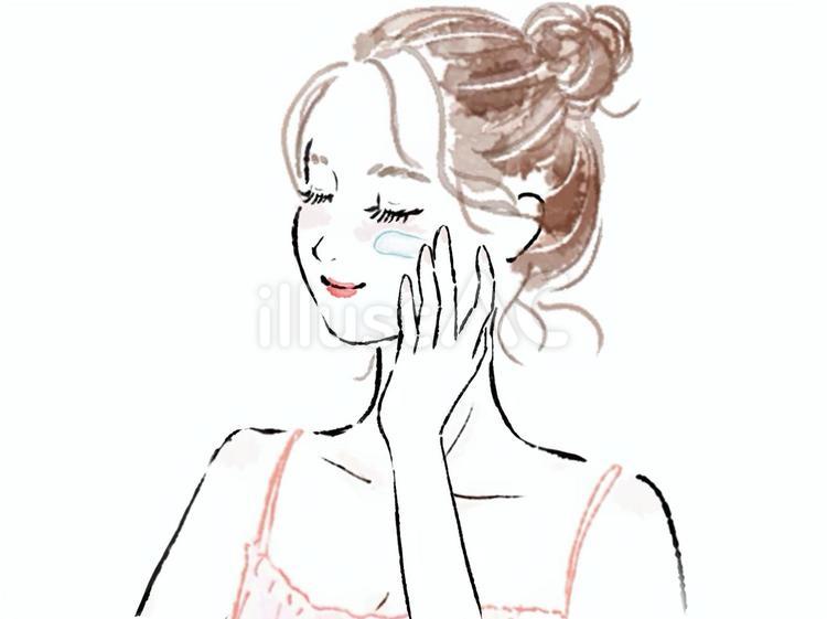 クリームを手で塗ってスキンケアする女性 女性,クリーム,スキンケアのイラスト素材