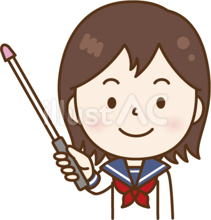 指し棒を持つセーラー服の女性　白 さし棒,学生,女性のイラスト素材