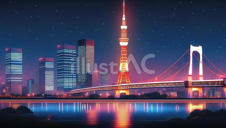 都会の夜の背景 都会,夜,背景のイラスト素材