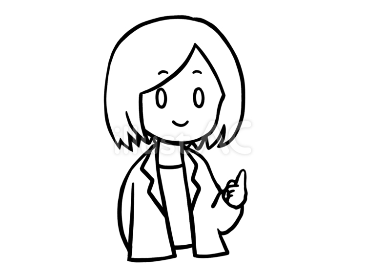 女医さん　線画 女医,医者,医師のイラスト素材