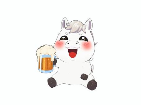 2026年の干支の午の馬がビールのお正月 馬,午,干支,お正月,新年,ビール,乾杯のイラスト素材