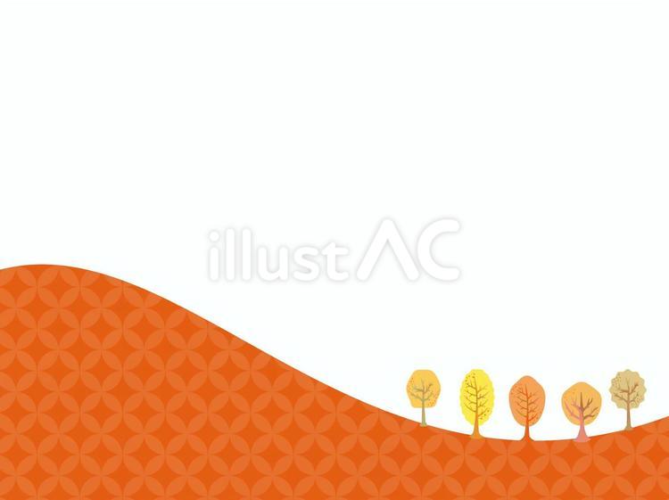 紅葉した木々と和柄の落ち着いたフレーム2 秋,紅葉,もみじのイラスト素材