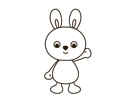 ウサギ（挨拶） うさぎ,挨拶,こんにちわ,挙手,さようなら,笑顔,単品,単体,挿絵,動物のイラスト素材