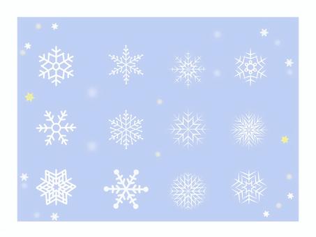 雪結晶_セット 雪結晶_セット 雪結晶,冬,セット,クリスマス,幾何学模様のイラスト素材