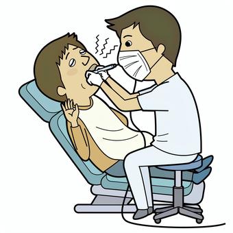 歯の治療中の男性と歯科医師_輪郭あり 歯の治療中の男性と歯科医師_輪郭あり 歯科医師,歯医者,虫歯,歯科医,デンタルクリニック,デンタル,歯科,治療,処置,痛いのイラスト素材