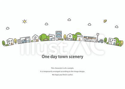 住宅地の街並み背景イラスト