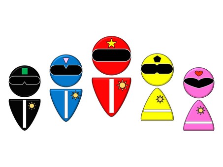 ピクトグラムの戦隊4 ピクトグラムの戦隊4 ピクトグラム,戦隊,ヒーロー,人物,アイコン,赤,青,黄色,緑,ピンクのイラスト素材