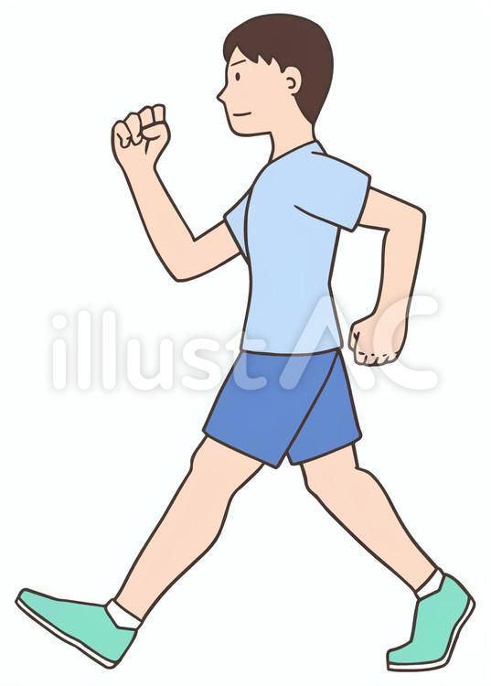 ウォーキングをする男性 ウォーキング,歩く,散歩のイラスト素材