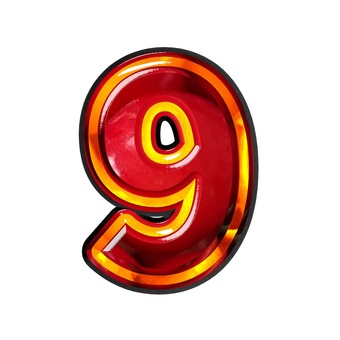 数字9 文字,ギラギラ,赤色,数字,9のイラスト素材