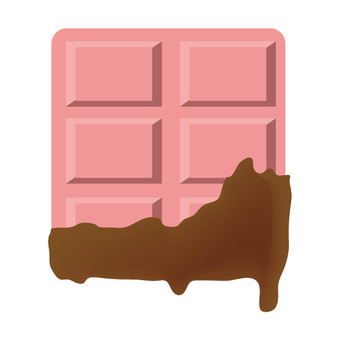 Illustration, bar of chocolate, pink, melt, JPG, PNG and EPS