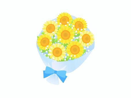 Sunflower bouquet 2 blue, bouquet, flower, ribbon, JPG, PNG and AI