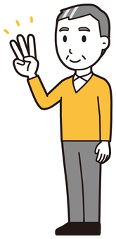 ニット中年男性(黄)-336-全身  ニット中年男性(黄)-336-全身 数字,おじさん,男性,中年,お父さん,パパ,シニア,ミドルエイジ,人物,かわいいのイラスト素材