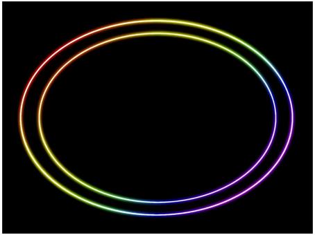 ネオンフレ−ム　楕円 楕円,フレ−ム,ポストカード,メッセージカード,飾り枠,あしらい,ネオン,グラデーション,虹色,レインボーのイラスト素材