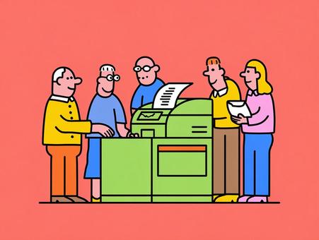 オフィスでのコピー機利用風景