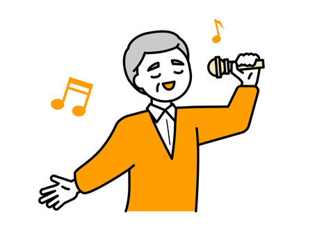 歌う高齢者のイラスト04 歌う高齢者のイラスト04 人物,男性,高齢者,おじいちゃん,祖父,中年,趣味,歌,カラオケ,合唱のイラスト素材