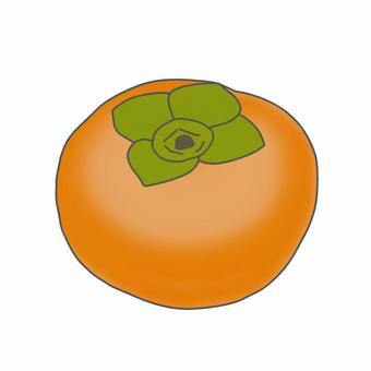 柿　１個 柿,食べ物,果物,秋,実,へたのイラスト素材