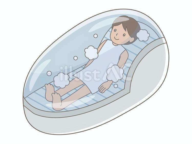 人間洗濯機　男性A  人間洗濯機,入浴,お風呂のイラスト素材