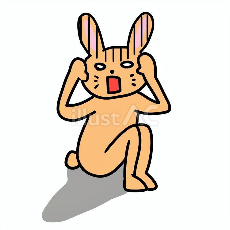 怯えてしゃがむうさぎ うさぎ,動物,キャラのイラスト素材