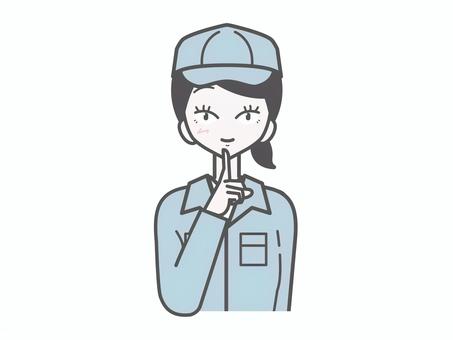作業員女性｜内緒 女性,作業員,上半身,シンプル,かわいい,ベクター,おしゃれ,作業着,製造業,スタッフのイラスト素材