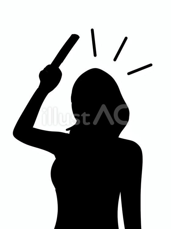 サイリウムを振る女性のシルエット 女性,推し活,ライブのイラスト素材