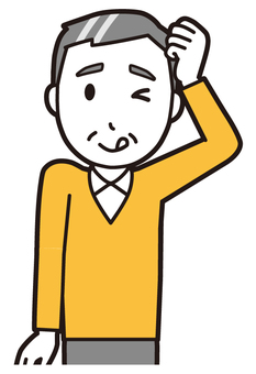 ニット中年男性(黄)-267-バスト  ニット中年男性(黄)-267-バスト てへぺろ,笑顔,おじさん,男性,中年,お父さん,パパ,シニア,ミドルエイジ,人物のイラスト素材