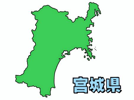 少しゆるい宮城県地図 書き文字 宮城,県,地図,東北,ゆるい,手描き,線画,緑,日本,仙台市のイラスト素材