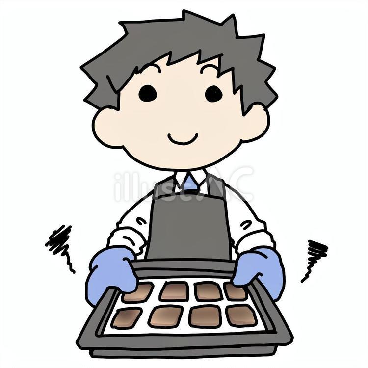 クッキーを焦がした男性 上半身,男性,ビスケットのイラスト素材