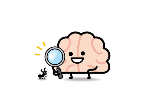脳みそさん★アリの観察 脳みそ,虫,虫眼鏡,笑顔,観察,脳のイラスト素材
