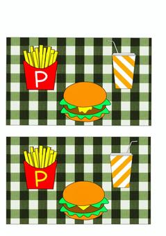 【間違い探し】ハンバーガー 【間違い探し】ハンバーガー 間違い探し,ハンバーガー,ポテト,ジュース,教材,教育,療育,リハビリ,練習,訓練のイラスト素材