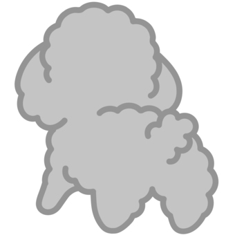 プードル（うしろ）4 プードル,トイプードル,犬,動物,立つ,うしろ,しっぽ,おしり,シンプル,かわいいのイラスト素材