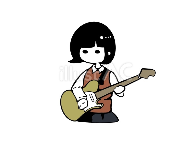 ギター　女の子　軽音学部　エレキギター 女の子,高校生,ギターのイラスト素材