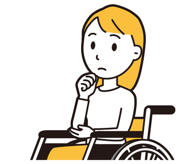  ロングヘア女性(黄)-301-バスト 車いす,女性,女の子,人物,かわいい,障害者,車椅子,座る,真剣,学ぶのイラスト素材
