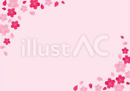 桜の花が美しい春の桜フレーム背景4ピンク
