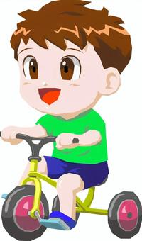 三輪車に乗る男の子 男の子,三輪車,タイヤ,ペダル,デフォルメ,ベクター,イラスト,商用フリーのイラスト素材