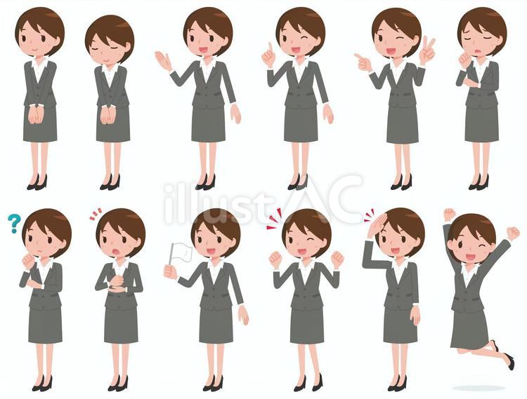 OLセット（全身） ol,会社員,社会人のイラスト素材