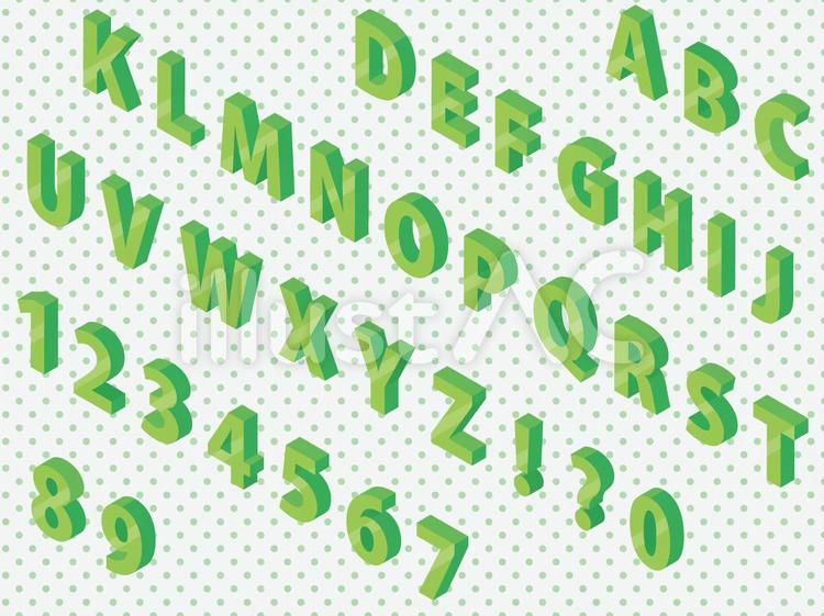 アルファベットと数字のアイソメトリック アルファベット,英語,数字のイラスト素材