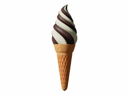 ミックスソフトクリームリアル3D背景透過 ミックスソフト,チョコバニラ,ミックス,ソフトクリーム,チョコ,バニラ,ソフト,コーン,アイス,夏のイラスト素材