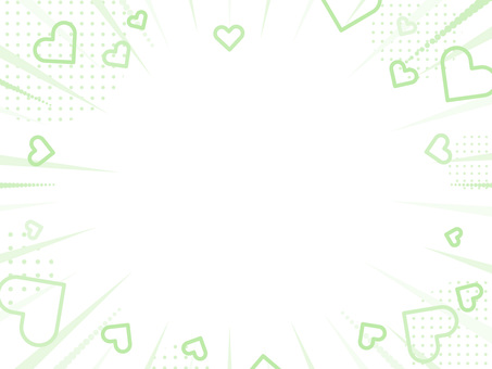 緑のハート入りコミック風の集中線フレーム フレーム,背景,ハート,集中線,横,バレンタインデー,2月,放射線,かわいい,ポップのイラスト素材