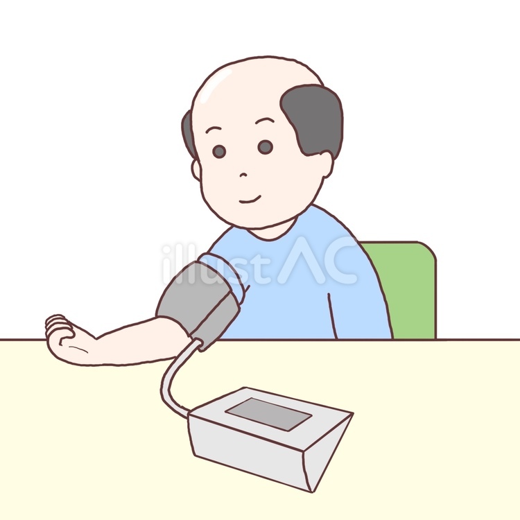 血圧を測る男性 上半身,血圧,血圧計のイラスト素材