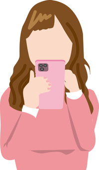 スマホ携帯　 スマホ,携帯,ネット,操作,若い,女性,ロング,茶髪,抽象的のイラスト素材