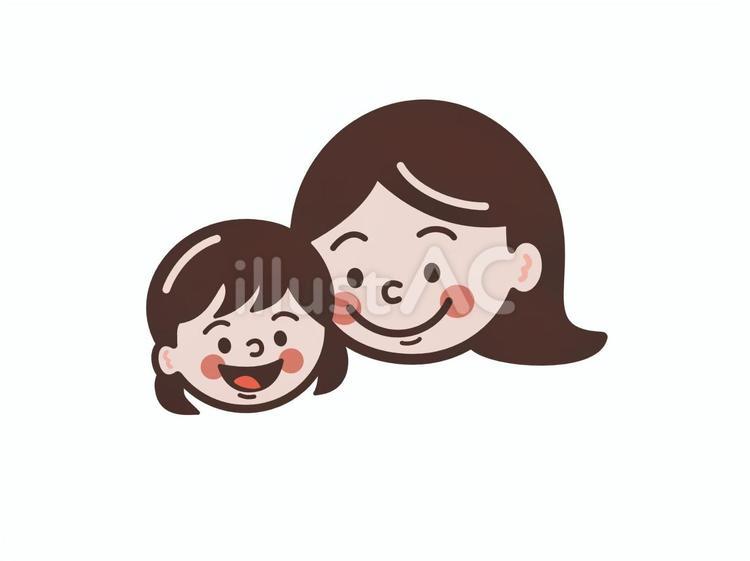 かわいい親子イラスト　女の子とお母さん 親子,家族,母のイラスト素材