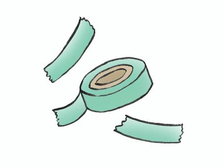 Illustration, masking tape, green, stationery, 