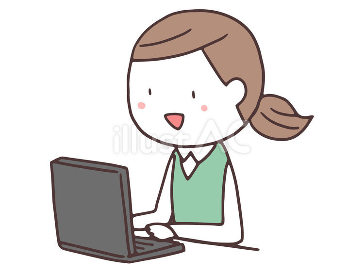 PC操作する女性 オペレーター,人物,女性のイラスト素材
