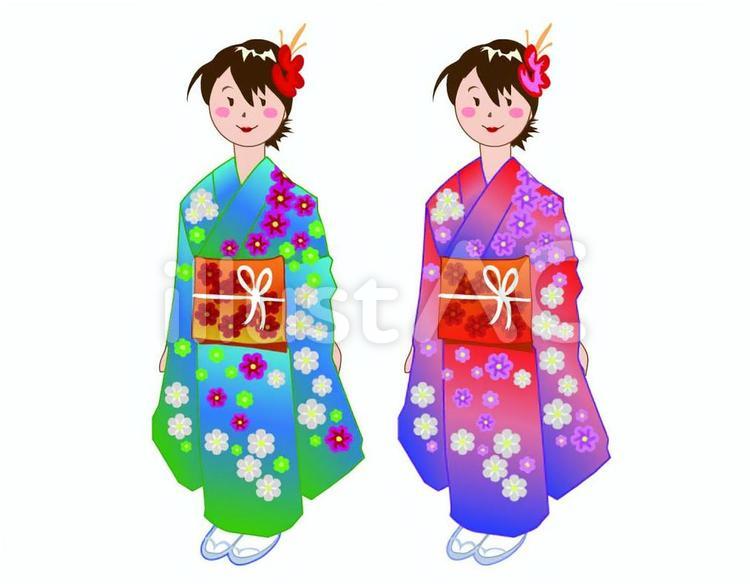 成人式の女の子 成人式,振袖,衣装のイラスト素材