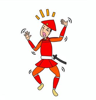 踊る戦国時代の足軽 足軽,侍,武士,鎧武者,戦士,兵士,日本,和風,歴史,日本史のイラスト素材